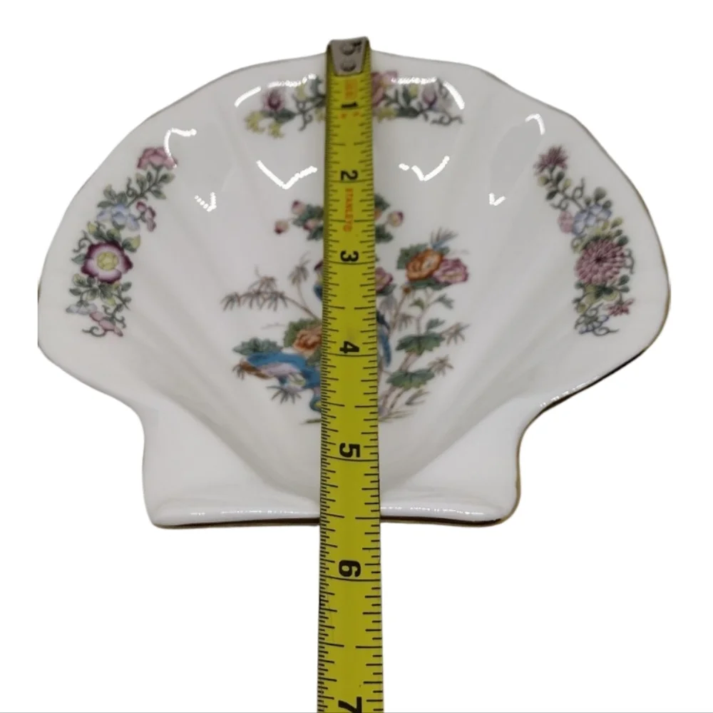 Vtg. Wedgwood Bone‎ China Clam Shell Discontinued Kutani Crane Trinket Soap Dish